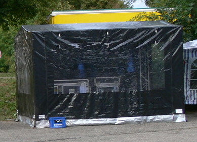 FOH Tarpaulin Set 4m x 3m, B1, 3 Clear Walls | Stage Cover