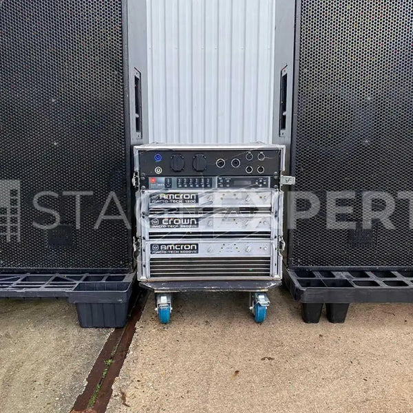 JBL P733 (4) + P746 (4) + Crown amplifier rack - Used