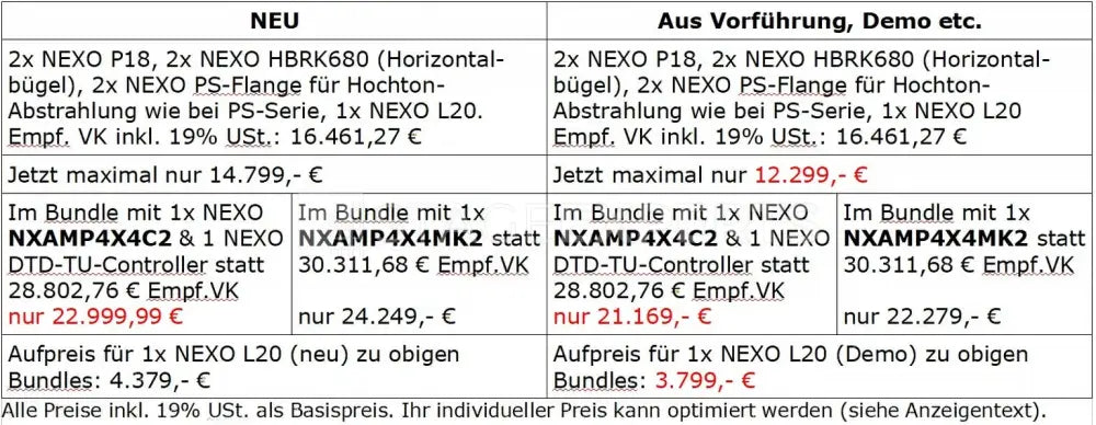 NEXO P18 + L20 System with NXAMP | New or Demo Bundle