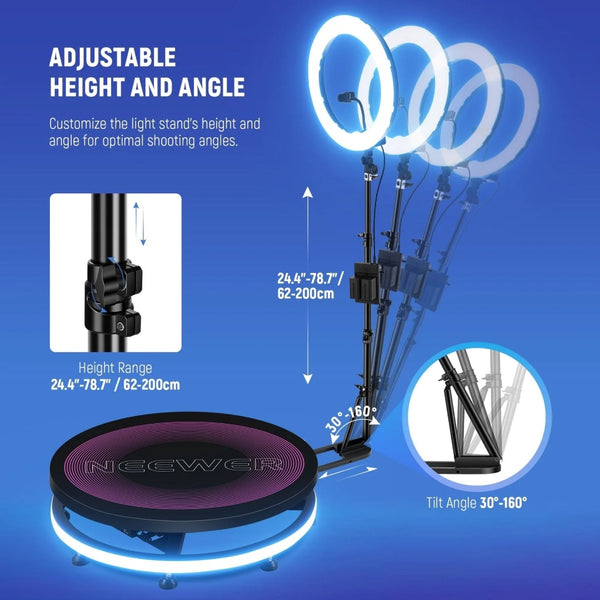 Neewer R360 Rotating Turntable with LED Light, 100 cm