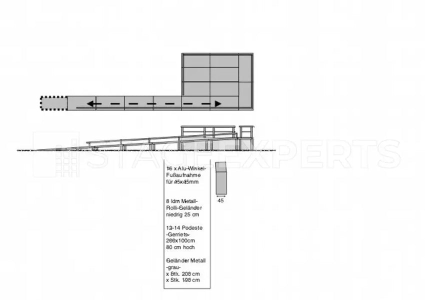 Gerriets Wheelchair Ramp & Podium Set with Rails & Decks
