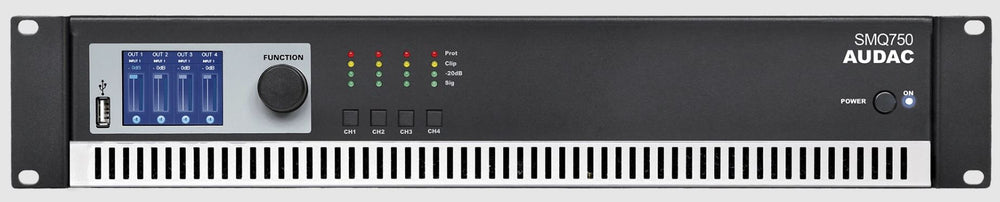 Audac SMQ500 4-Channel DSP Amplifier, 4x500W at 4Ω output