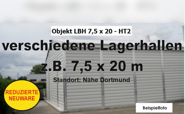 Modular Storage Hall 7.5 x 20 m, Aluminium Frame, PVC Roof