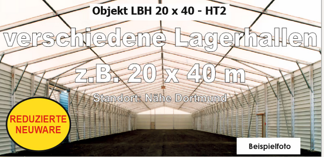 Storage Hall 20 x 40 m – Aluminium Frame, New Build