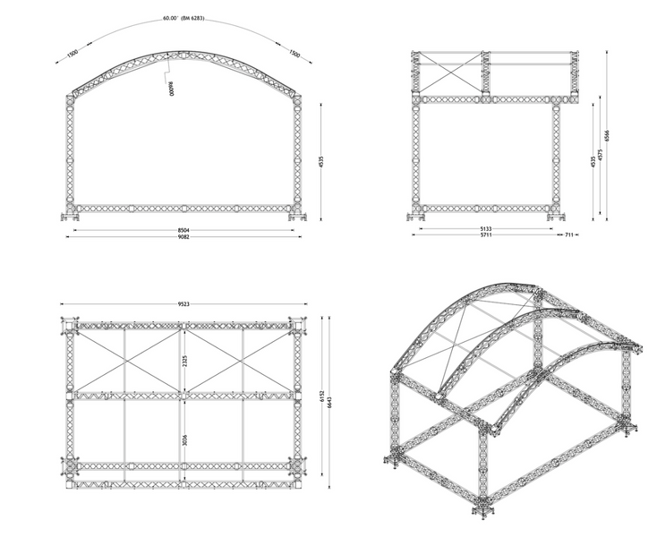 FiRSTstage ARCstage 8x6m Roof System – Used, Complete set