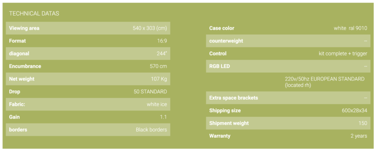 Screenline LODO Evolution 244″ Motorised Projection Screen