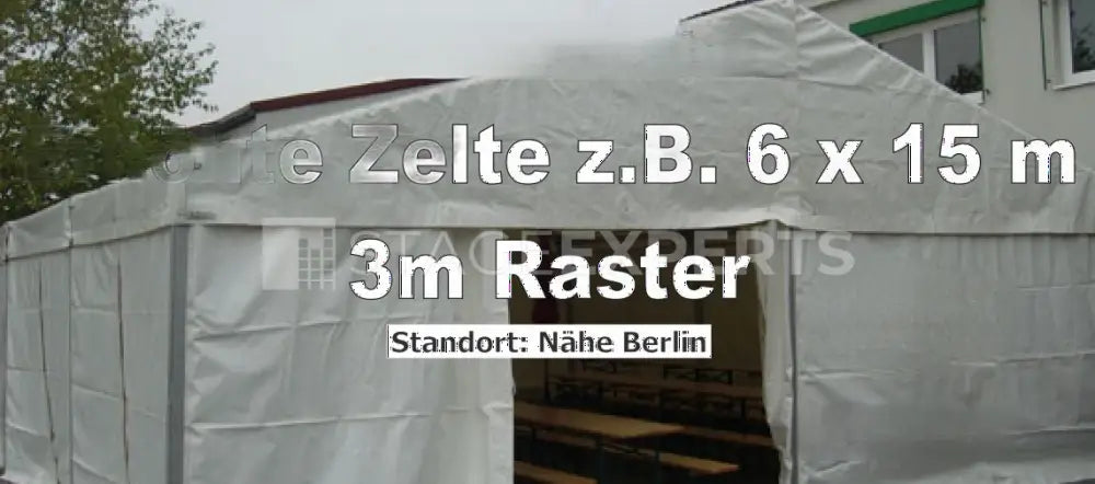 Raised Marquee Tent 6x15 m, 3 m Bays – Modular Event Tent