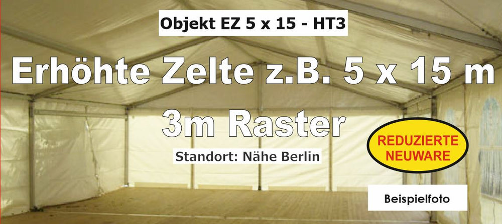 Modular Elevated Tents 5 x 15 m, 3 m Eave Height