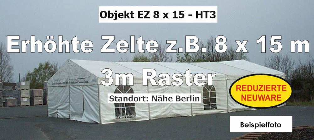 Modular Elevated Marquee 8 x 15 m – 3 m Bay Spacing