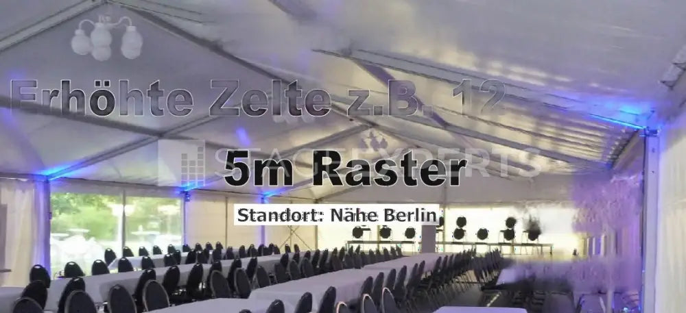 Elevated Tents 12x30m, PVC B1, 5 m Bays – Modular System, New