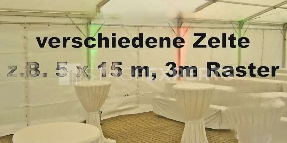 Event Tent Marquee 5 x 15 m, 3 m Bays | Modular, B1 PVC