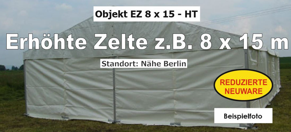 Elevated Marquee 8 x 15 m – 5 m Bay, PVC B1, Aluminium Frame