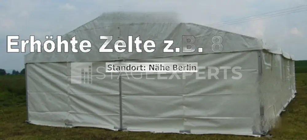 Elevated Marquee 8 x 15 m – PVC B1, Aluminium Frame, 5 m Bays
