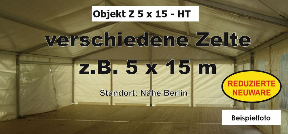 Modular Aluminium Tents 5x15m, 5m Bay Spacing – New