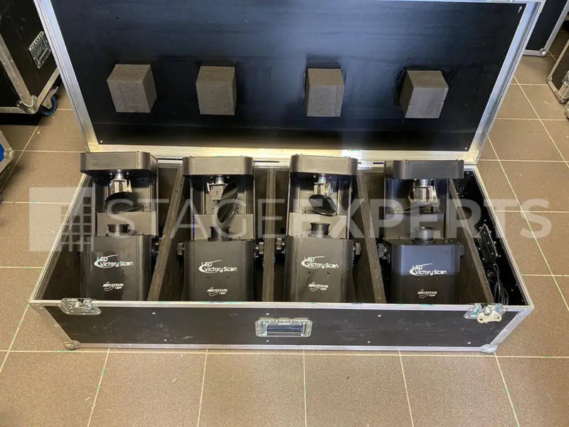 JB Systems Victory Scan 4x Bundle with 4-Way Flight Case