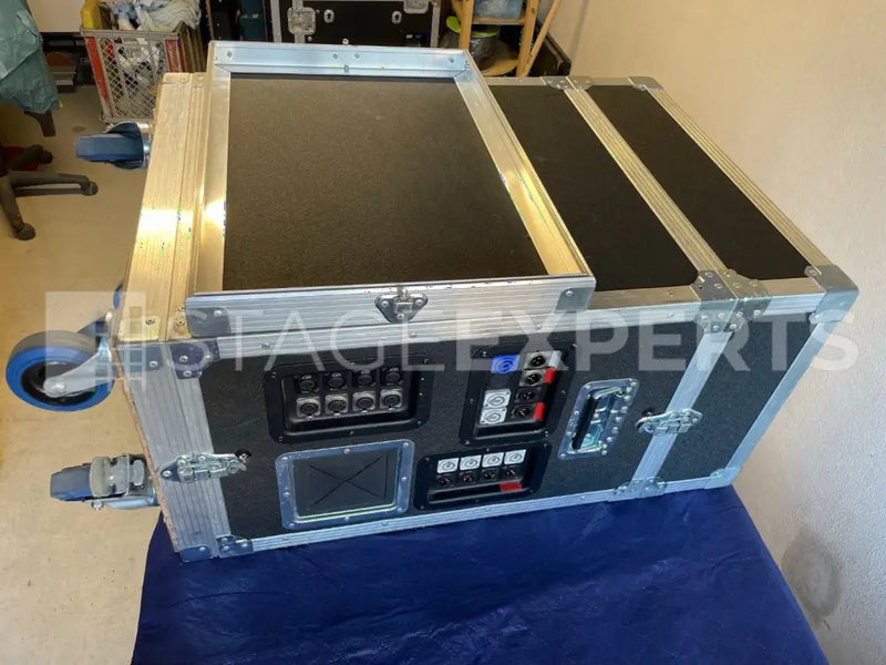 Custom 8U rolling rack case with wiring, patching and power