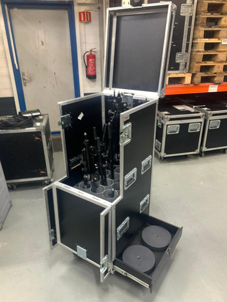 K&M Microphone Stands with Round Bases and Flight Case