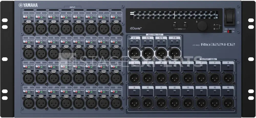 Yamaha Rio3224-D2 Dante I/O Rack Stagebox, 32 In / 24 Out