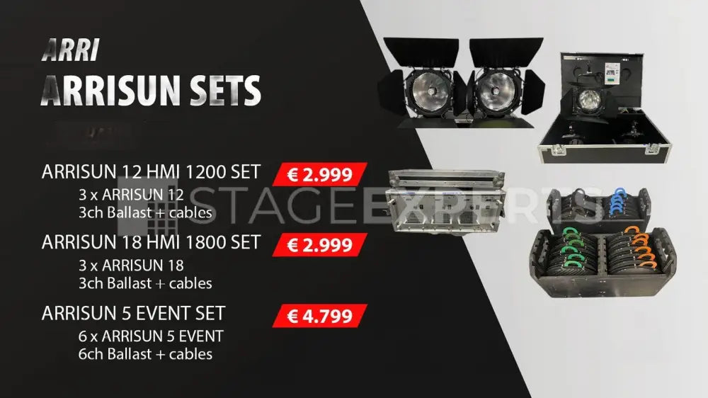 ARRI Arrisun HMI PAR Lights with Ballasts and Cables