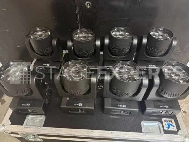 Clay Paky Mini‑B Wash Kit (8) with Amptown 8‑Way Case