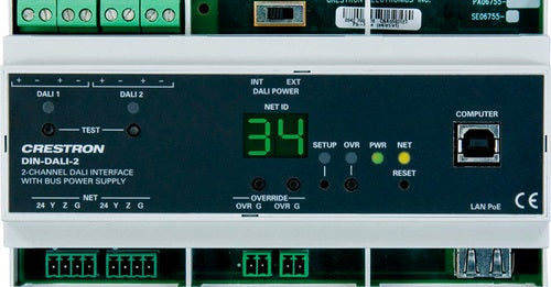 Crestron DIN-DALI-2 DALI Interface, 2 Loops, PoE/Cresnet