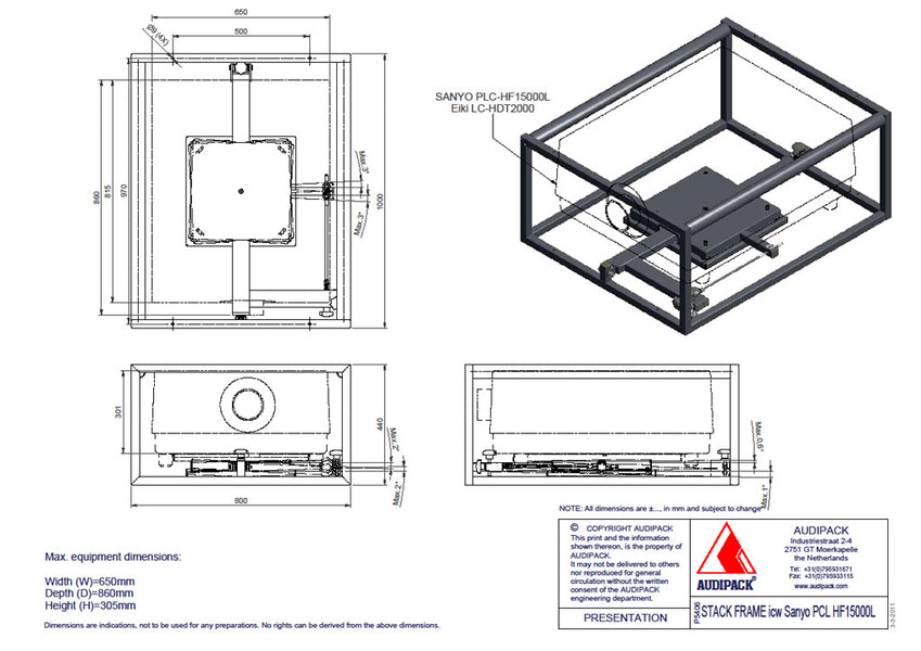 Audipack P5406 Flying/Stack Frame with Projector Plate