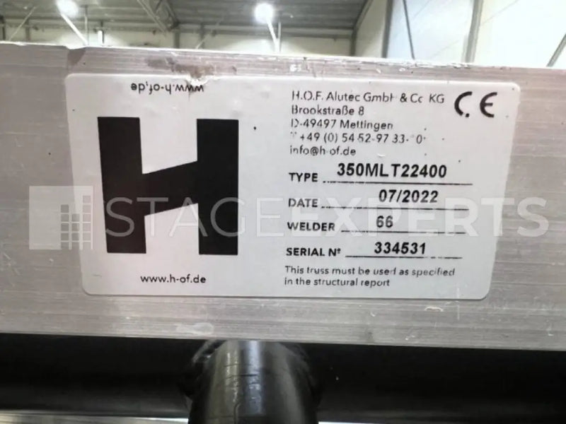 HOF MLT2 2.4m Pre‑Rig Truss Bundle with Dolly & Forklift