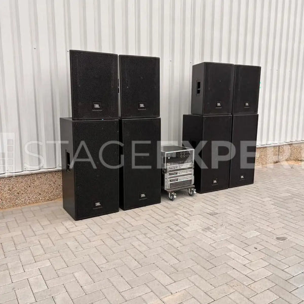 JBL P733/P746 Set with Crown Amplifier Rack – 8‑Box PA