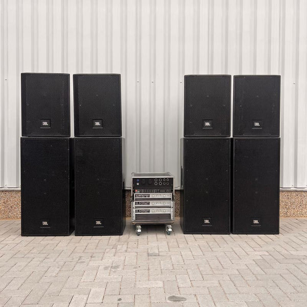 JBL P733/P746 Set with Crown Amplifier Rack – 8‑Box PA