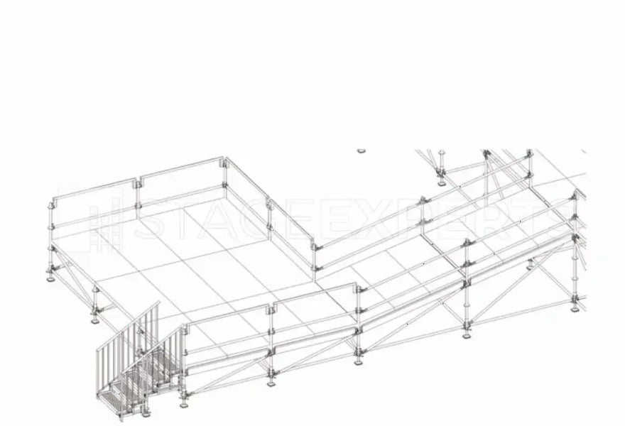 Prolyte ST 17×14 Stage System with Layher, Hoists & Trucks