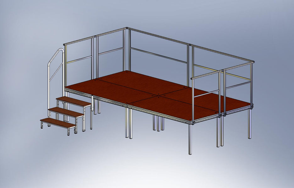 Forneberg 4x2 m Complete Stage, 80 cm High with Rails & Stairs