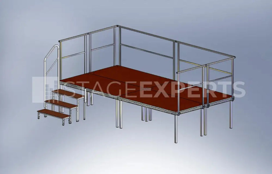 Forneberg 4x2 m Stage, 80 cm High with Rails & Stairs