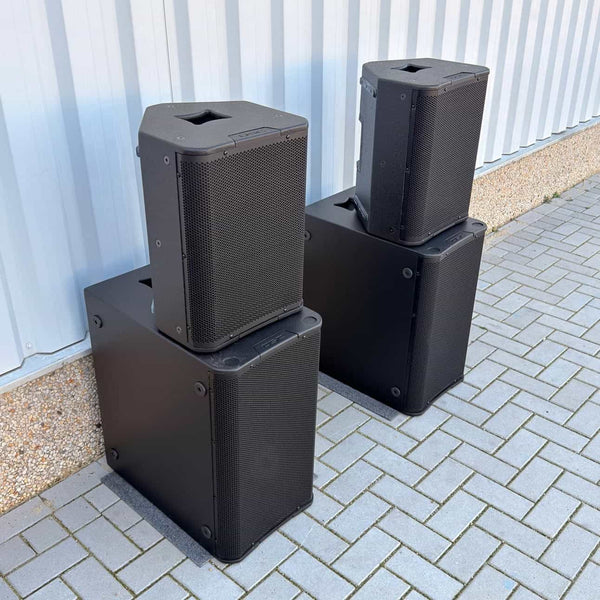 QSC AP-4122m (2) + AP-212sw (2) passive PA system bundle