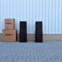 Load image into Gallery viewer, QSC AP-4122m (2) + AP-212sw (2) passive PA system bundle
