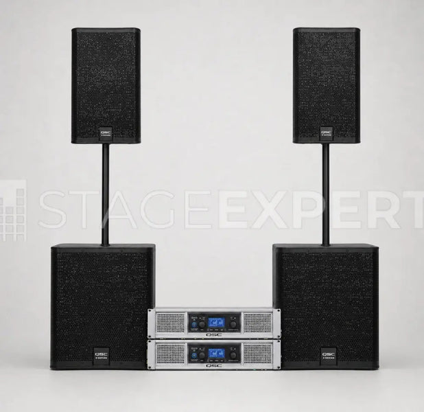 QSC E112/E118sw + GXD8 System – 2 Tops, 2 Subs – New in Box