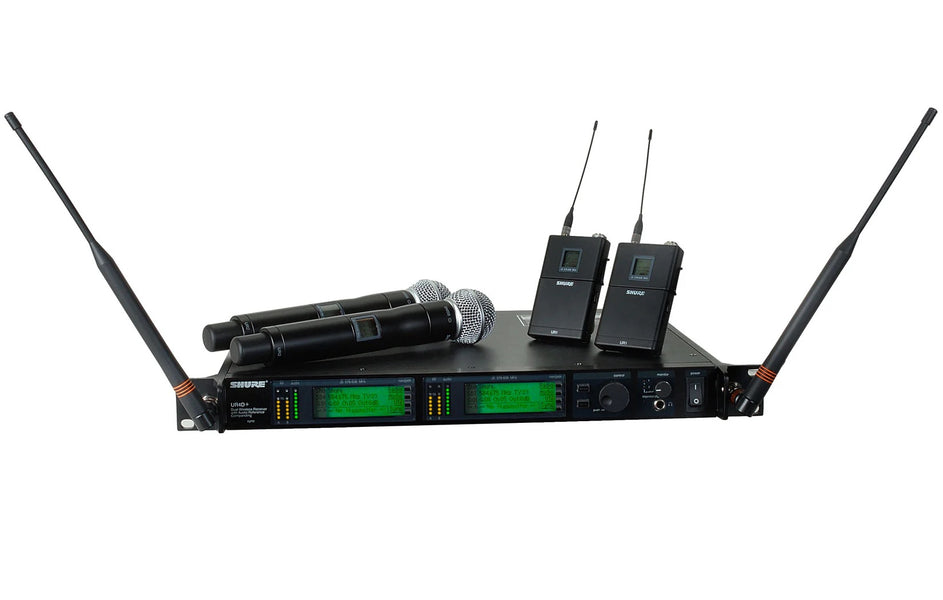 Shure UHF-R UR4D+ wireless set with UR2 & UR1, dual-channel