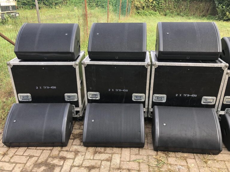 Turbosound TFM450 Monitors – 6x Stage Wedges with Cases