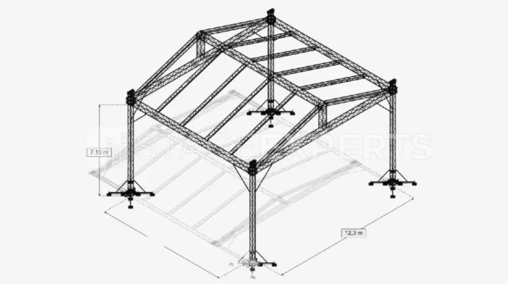 Milos MR2 12x10m Stage Roof System with PA Wings – Certified